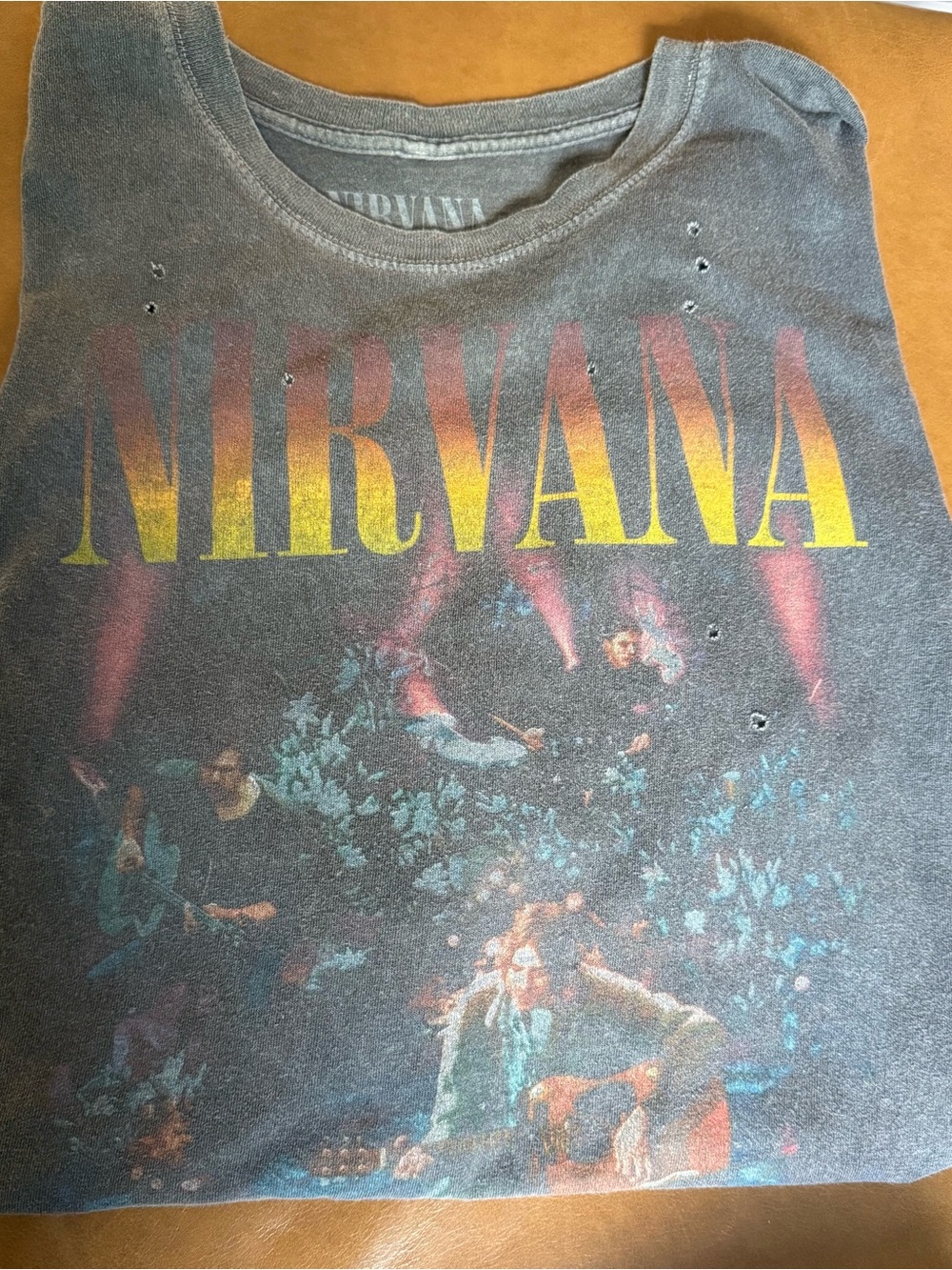 NIRVANA Gray Tee with Yellow-Orange Logo